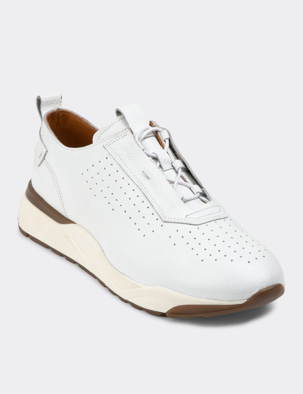 Hakiki Deri Beyaz Sneaker Erkek Ayakkabı - 01904MBYZE01