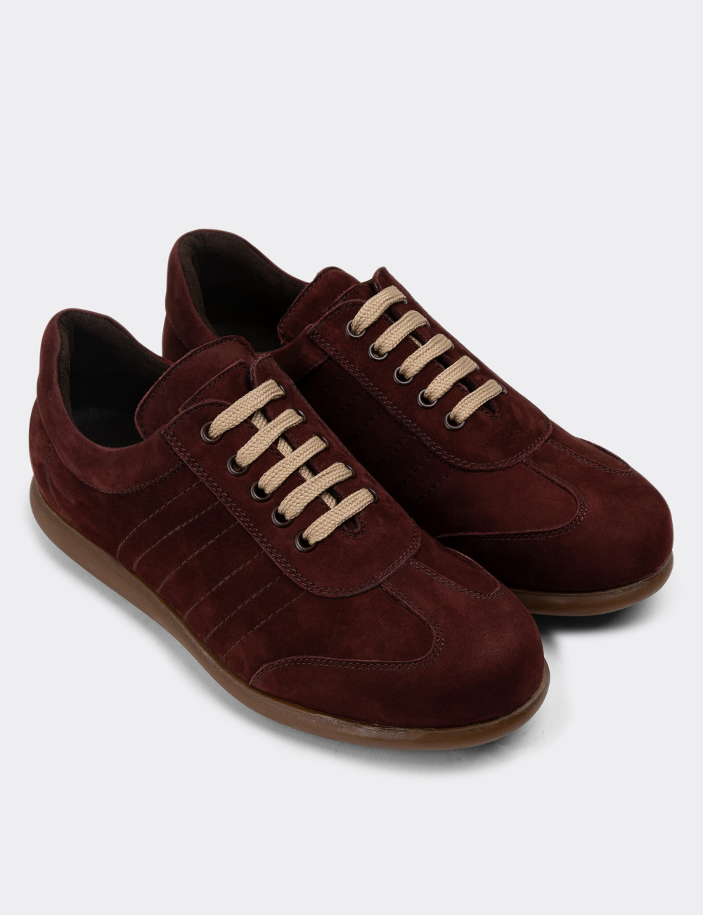 Hakiki Süet Bordo Günlük Erkek Ayakkabı - 01826MBRDC05