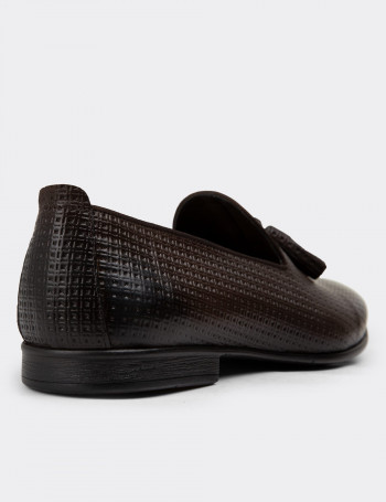 Hakiki Deri Kahverengi Püsküllü Erkek Loafer - 01702MKHVC08