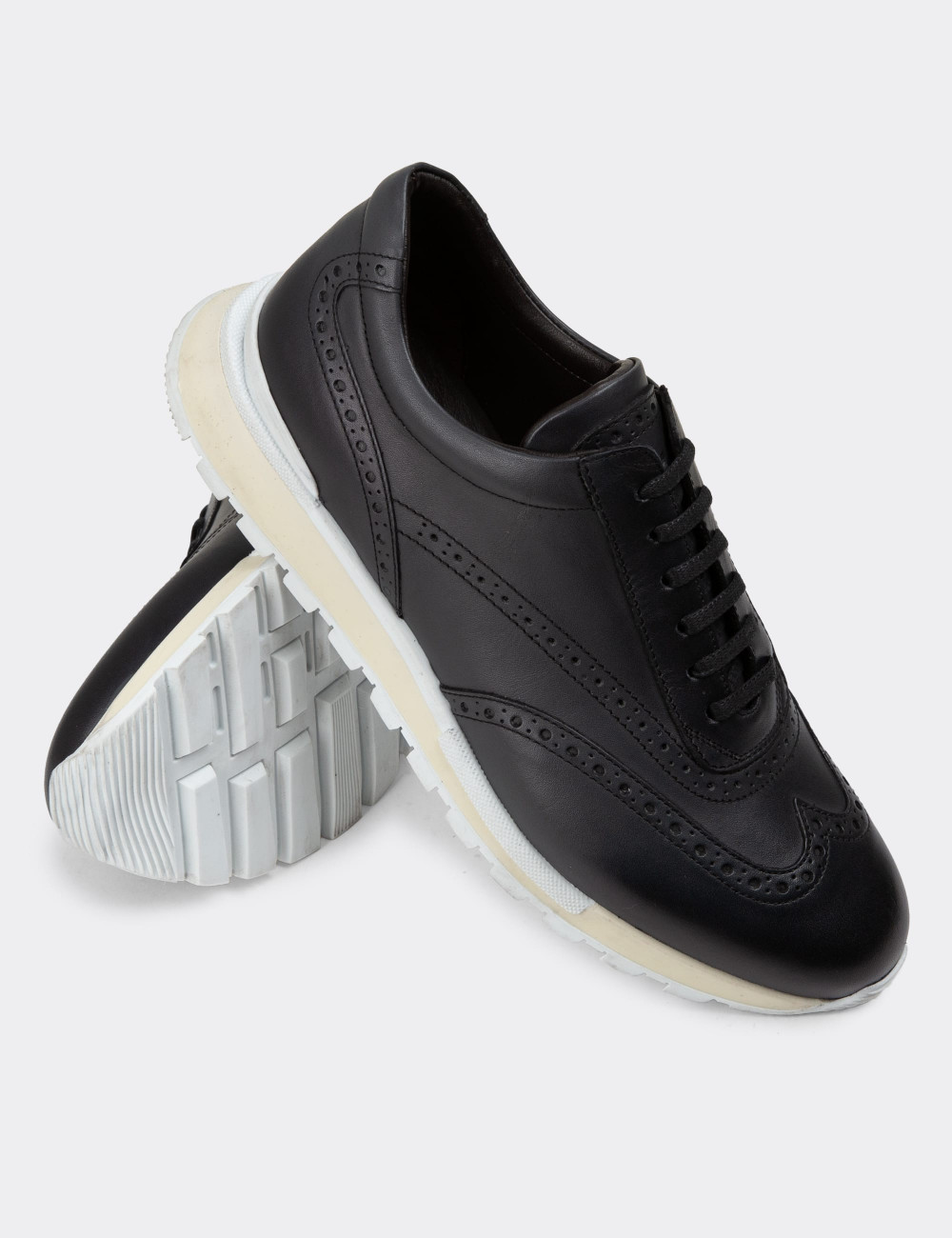 Hakiki Deri Gri Sneaker Erkek Ayakkabı - 00750MGRIT02
