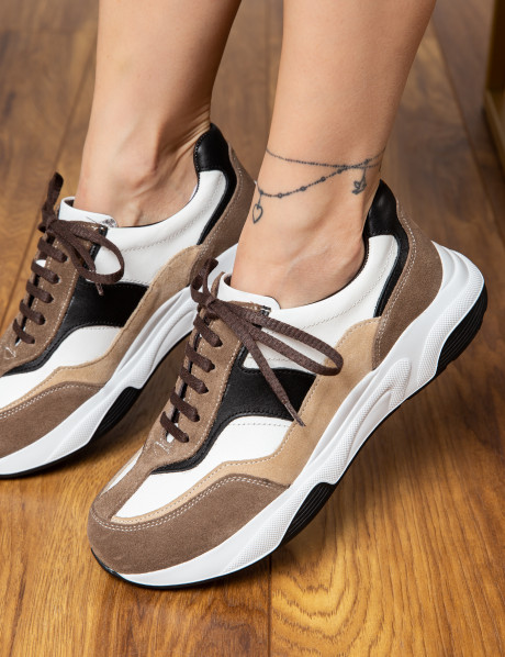 Hakiki Süet Vizon Rengi Sneaker Kadın Ayakkabı