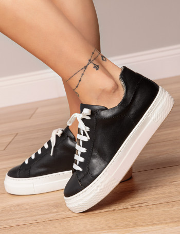 Hakiki Deri Siyah Sneaker Kadın Ayakkabı - Z1681ZSYHC31