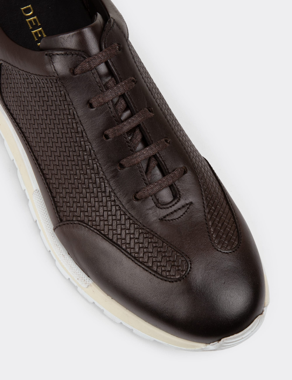Hakiki Deri Kahverengi Sneaker Erkek Ayakkabı - 01729MKHVT02