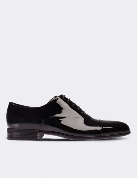 Siyah Rugan Klasik Erkek Oxford Ayakkabı