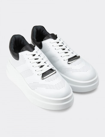 Hakiki Deri Beyaz Sneaker Kadın Ayakkabı - R6505ZBYZE01