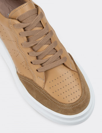 Hakiki Deri Camel Sneaker Kadın Ayakkabı - R6507ZCMLE01