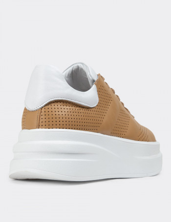 Hakiki Deri Camel Sneaker Kadın Ayakkabı - R6505ZCMLE01