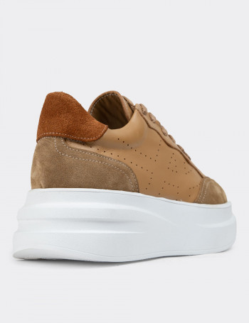 Hakiki Deri Camel Sneaker Kadın Ayakkabı - R6507ZCMLE01