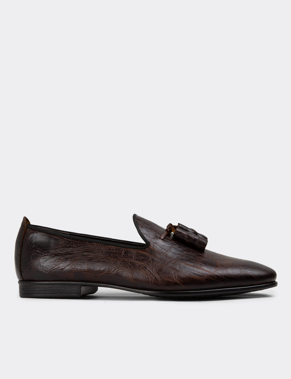 Hakiki Deri Kahverengi Püsküllü Erkek Loafer - 01702MKHVC17