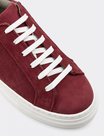 Hakiki Nubuk Bordo Sneaker Kadın Ayakkabı - Z1681ZBRDC12