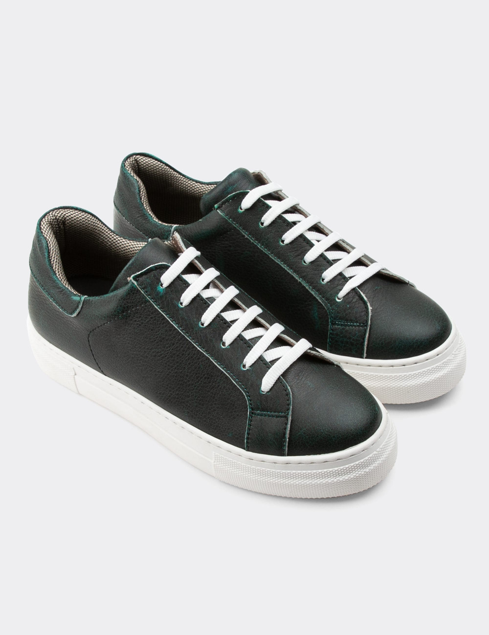 Hakiki Deri Yeşil Sneaker Kadın Ayakkabı - Z1681ZYSLC06