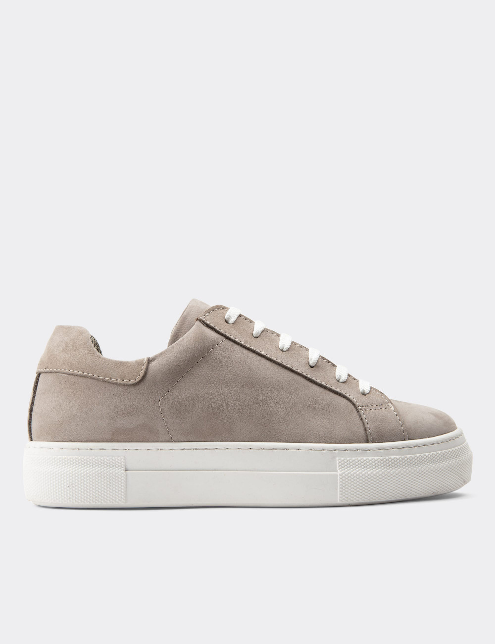 Hakiki Nubuk Gri Sneaker Kadın Ayakkabı - Z1681ZGRIC10