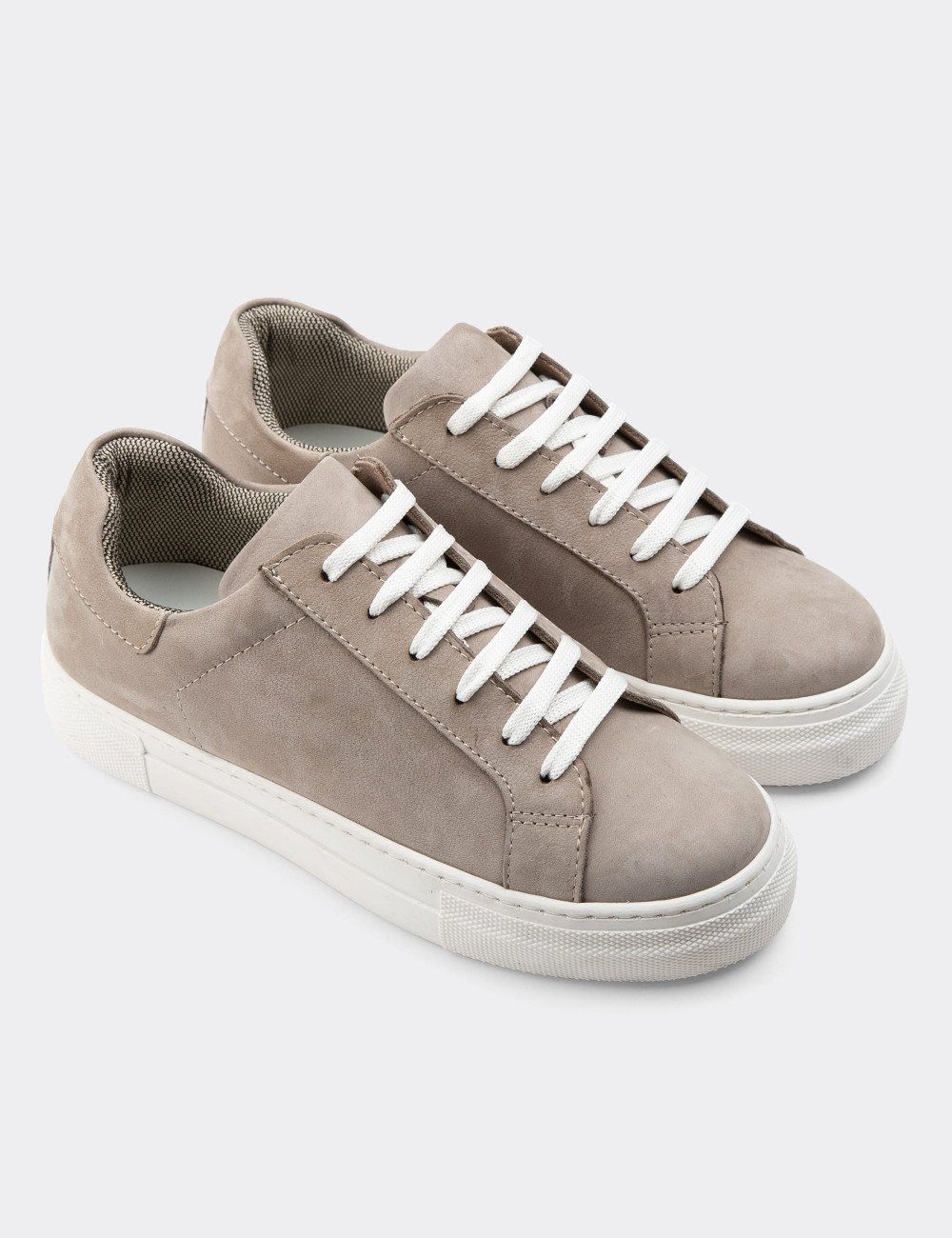 Hakiki Nubuk Gri Sneaker Kadın Ayakkabı - Z1681ZGRIC10