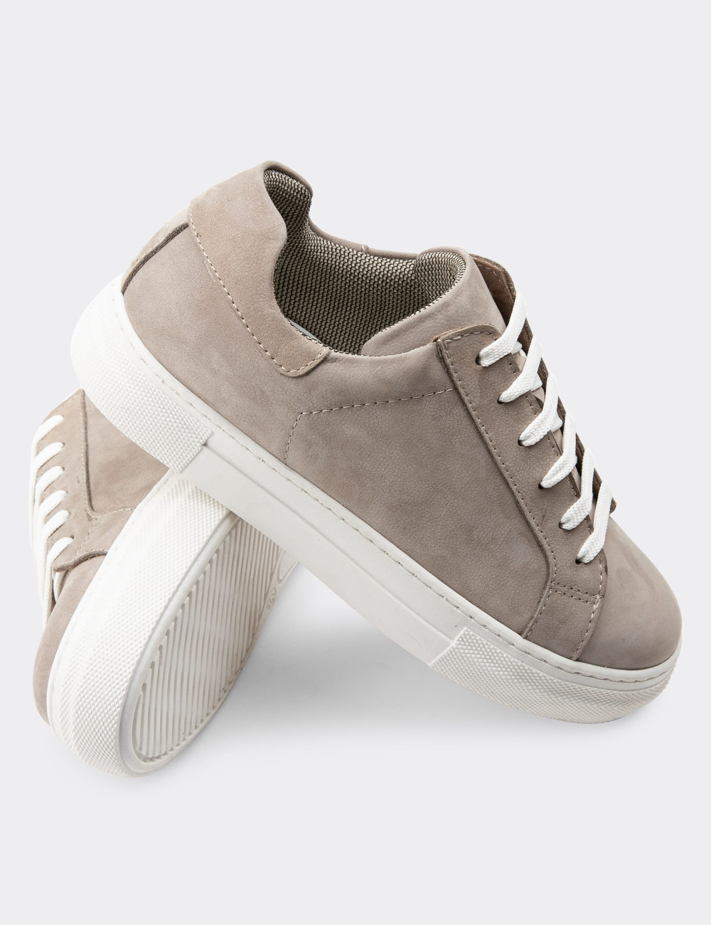 Hakiki Nubuk Gri Sneaker Kadın Ayakkabı - Z1681ZGRIC10