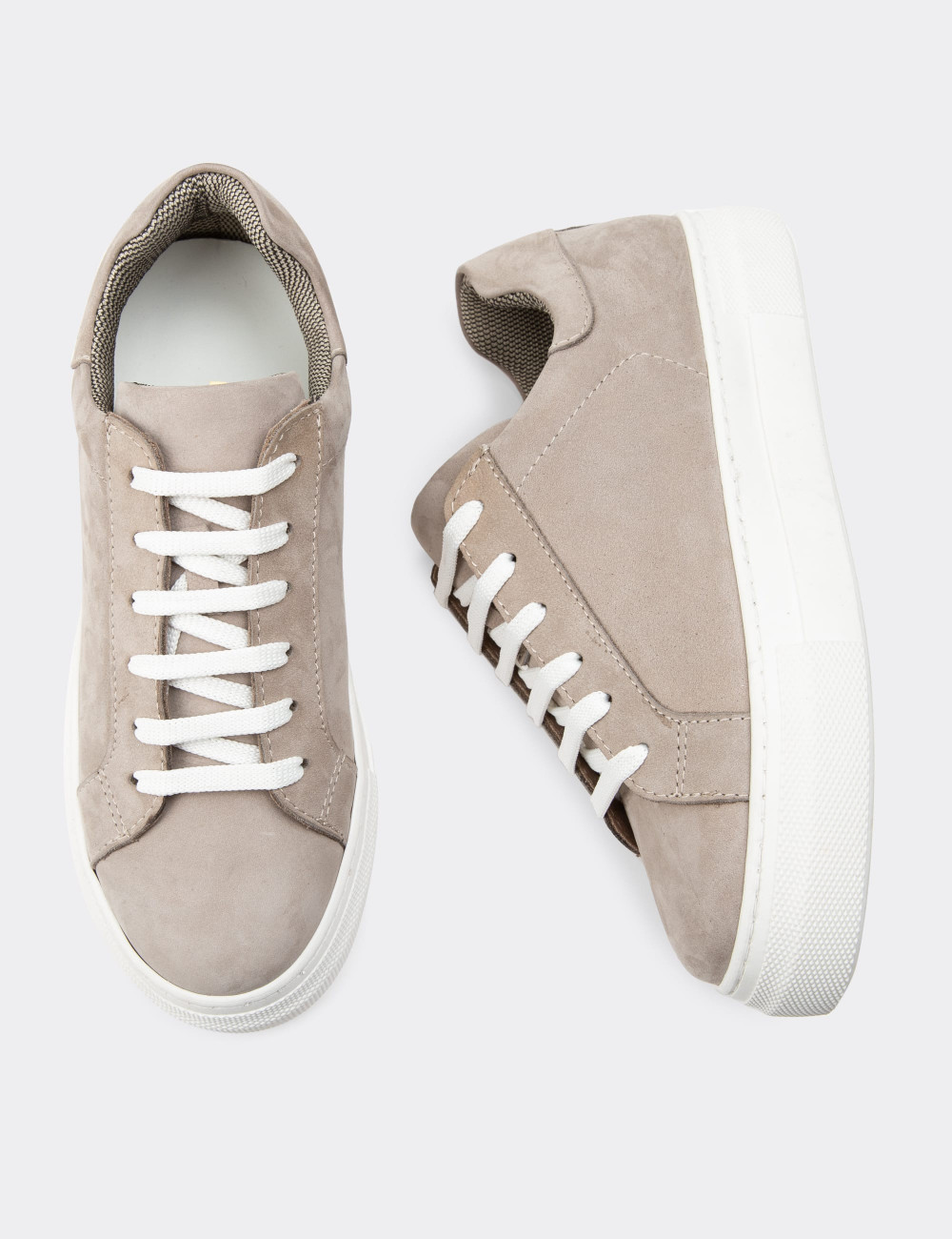 Hakiki Nubuk Gri Sneaker Kadın Ayakkabı - Z1681ZGRIC10