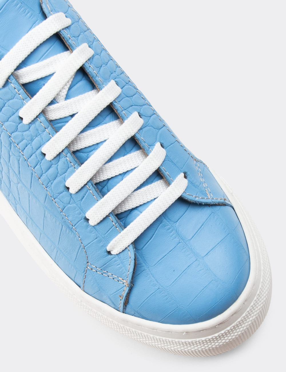 Hakiki Deri Mavi Sneaker Kadın Ayakkabı - Z1681ZMVIC09