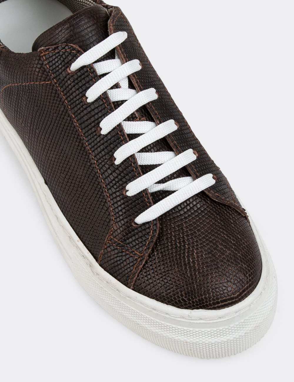 Hakiki Deri Kahverengi Sneaker Kadın Ayakkabı - Z1681ZKHVC38