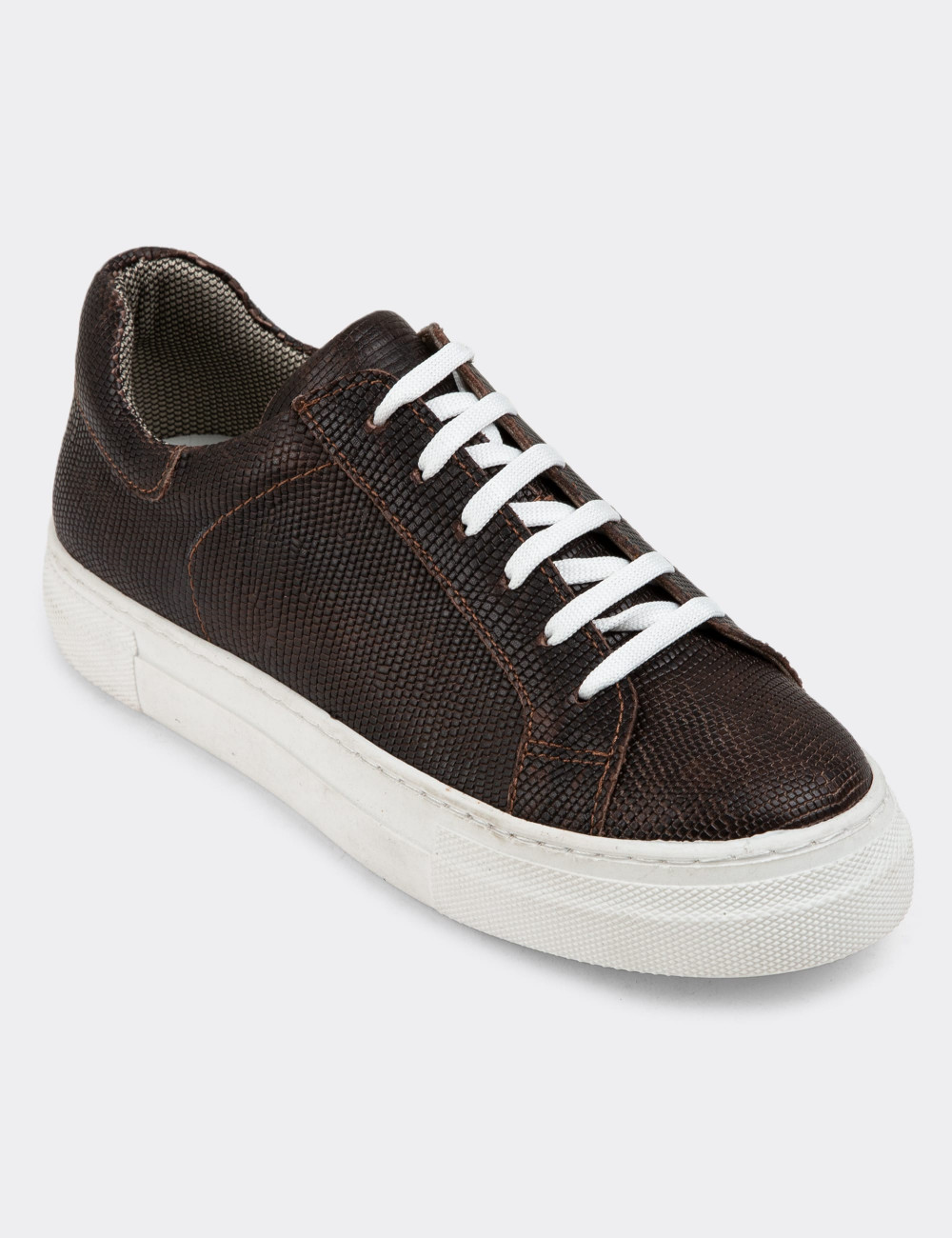 Hakiki Deri Kahverengi Sneaker Kadın Ayakkabı - Z1681ZKHVC38