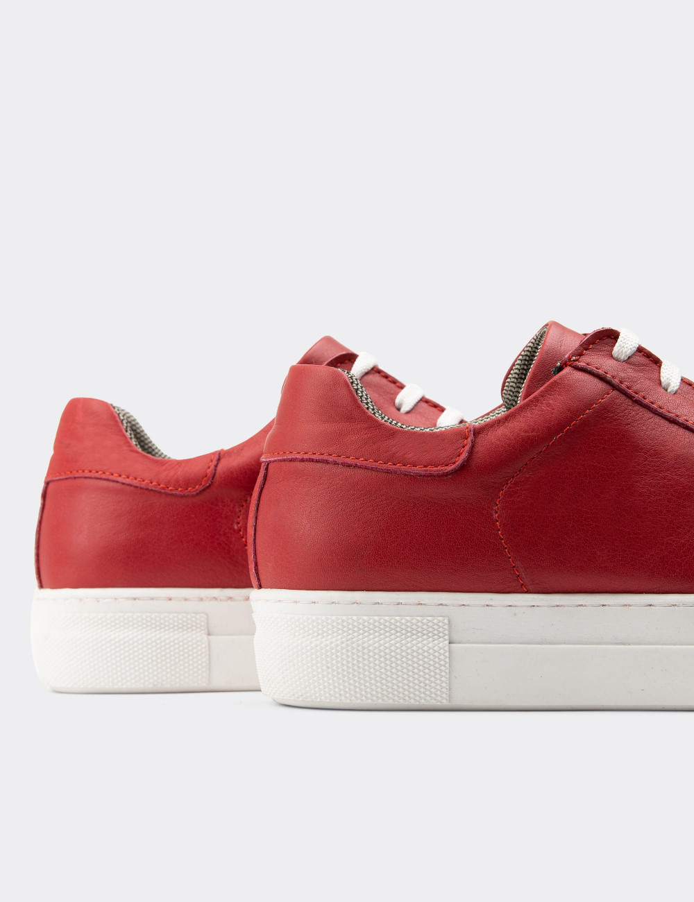 Hakiki Deri Kırmızı Sneaker Kadın Ayakkabı - Z1681ZKRMC02