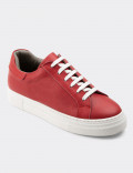Hakiki Deri Kırmızı Sneaker Kadın Ayakkabı
