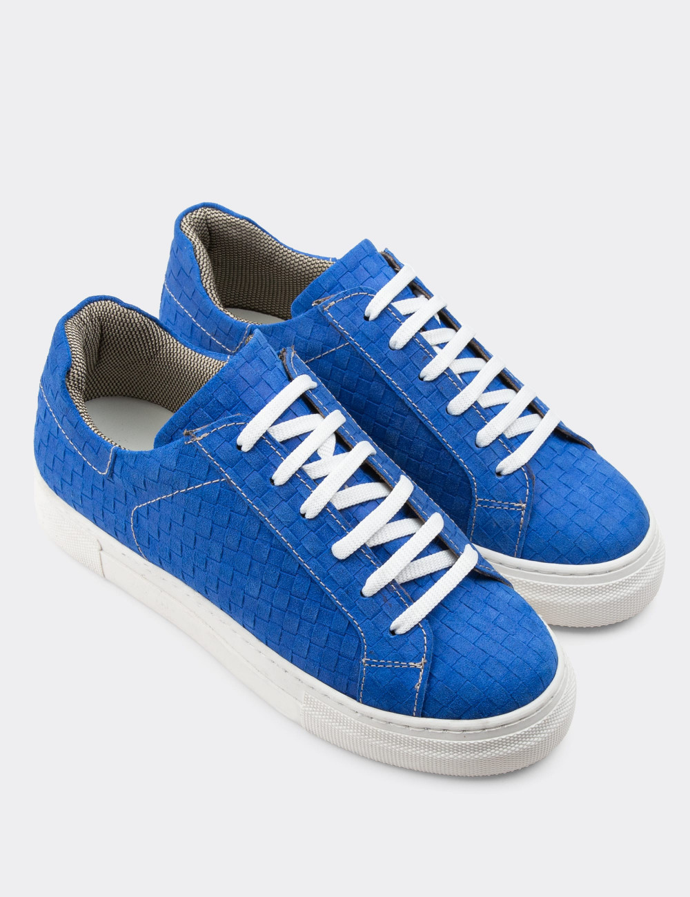 Hakiki Süet Mavi Sneaker Kadın Ayakkabı - Z1681ZMVIC10