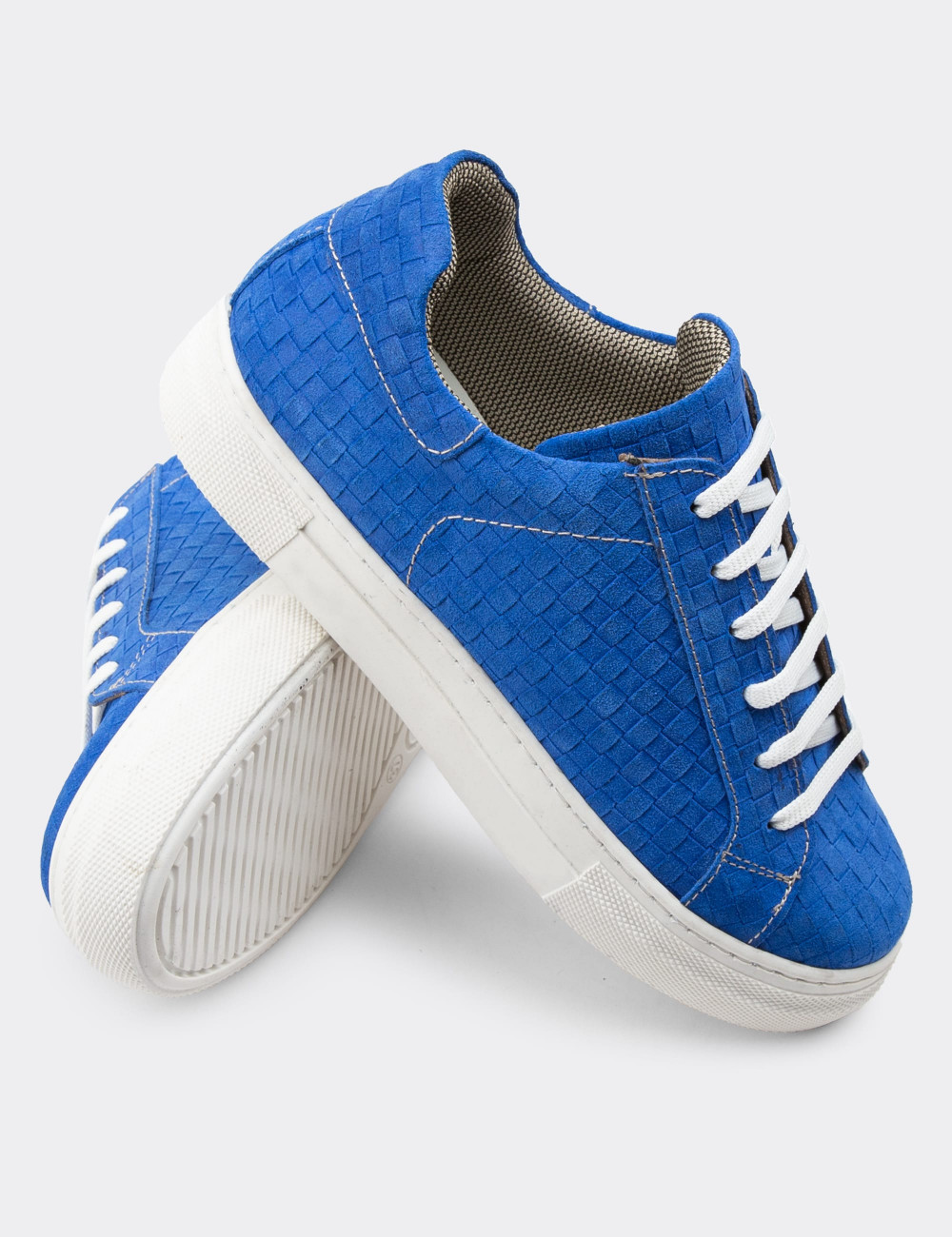 Hakiki Süet Mavi Sneaker Kadın Ayakkabı - Z1681ZMVIC10
