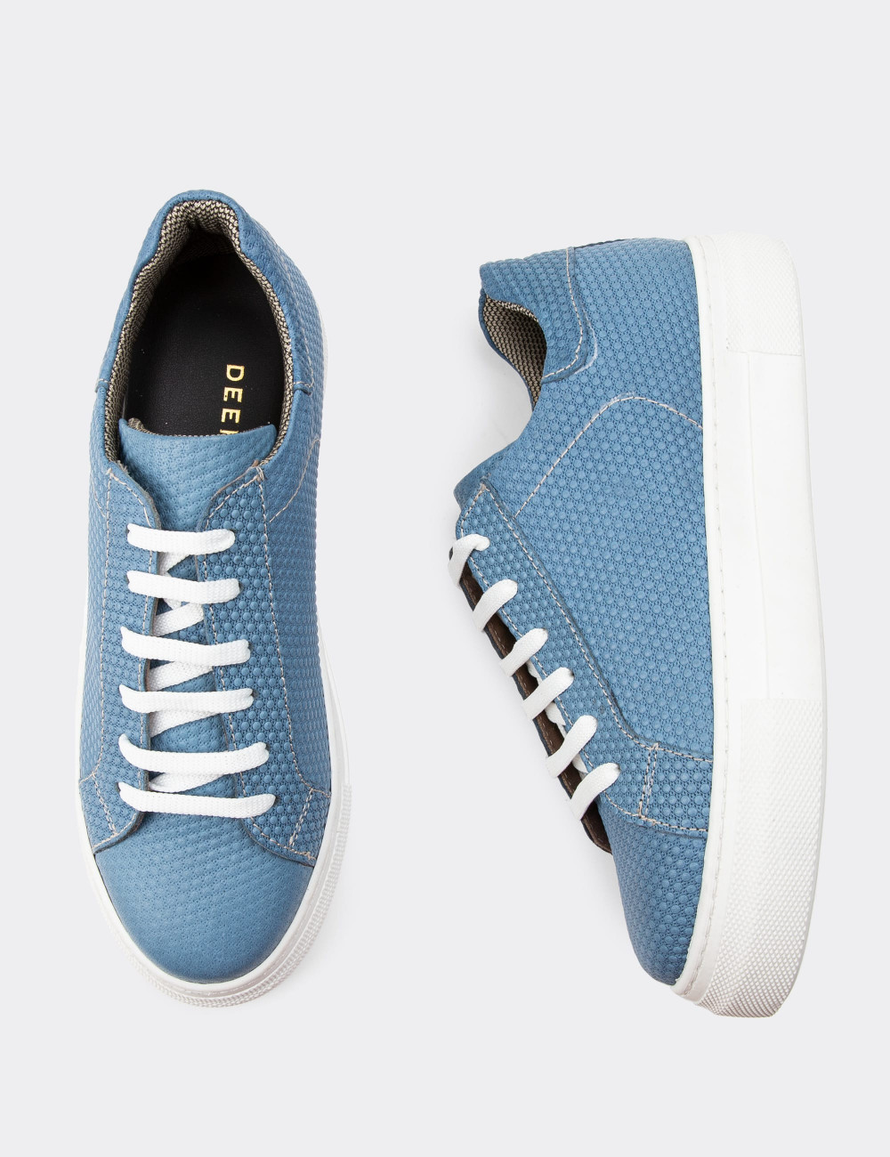 Hakiki Deri Mavi Sneaker Kadın Ayakkabı - Z1681ZMVIC12
