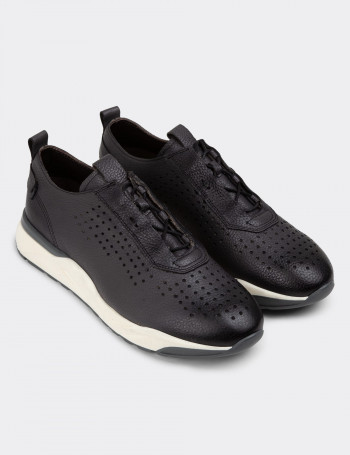 Hakiki Deri Gri Sneaker Erkek Ayakkabı - 01904MGRIE01