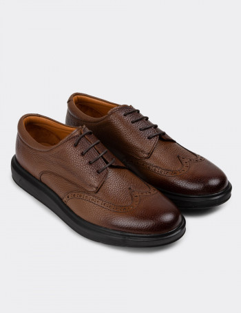 Hakiki Deri Taba Rengi Comfort Günlük Erkek Ayakkabı - 01942MTBAP01
