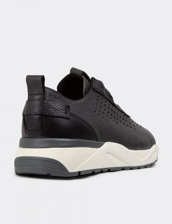 Hakiki Deri Gri Sneaker Erkek Ayakkabı - 01904MGRIE01