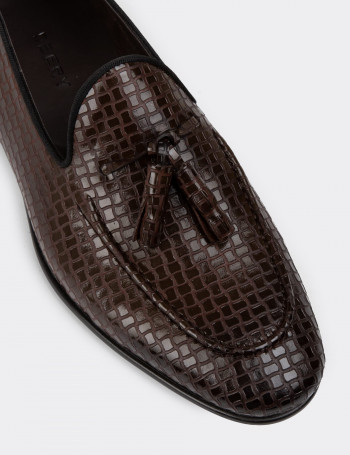 Hakiki Deri Kahverengi Püsküllü Erkek Loafer - 01701MKHVC21