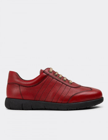 Hakiki Deri Kırmızı Günlük Erkek Ayakkabı - 01950MKRMC01