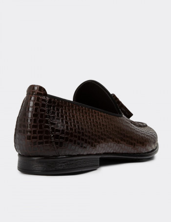 Hakiki Deri Kahverengi Püsküllü Erkek Loafer - 01701MKHVC21