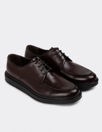 Hakiki Deri Bordo Comfort Günlük Erkek Ayakkabı - 01841MBRDP02