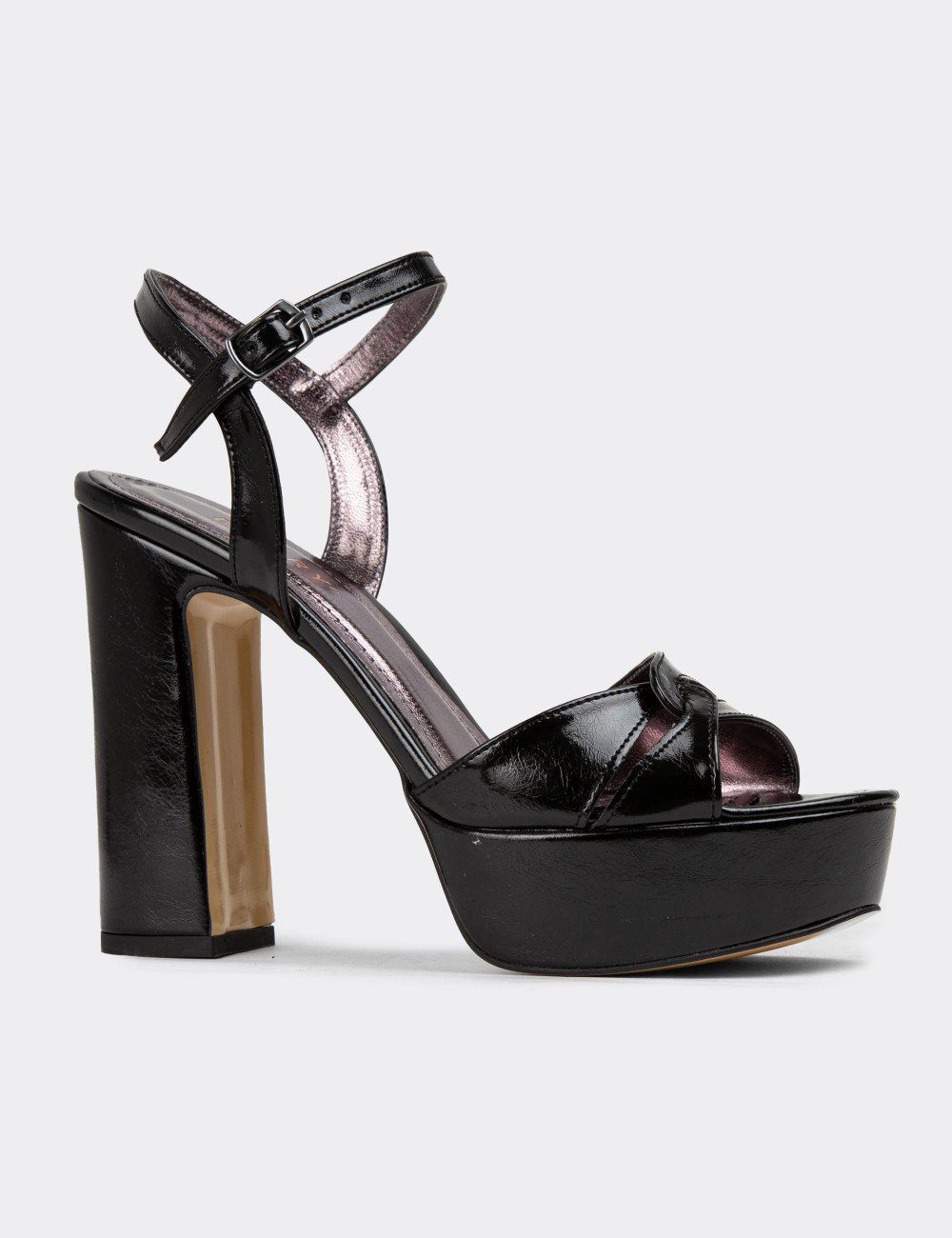 Siyah Platform Topuklu Kadın Abiye Ayakkabı - K2030ZSYHM01
