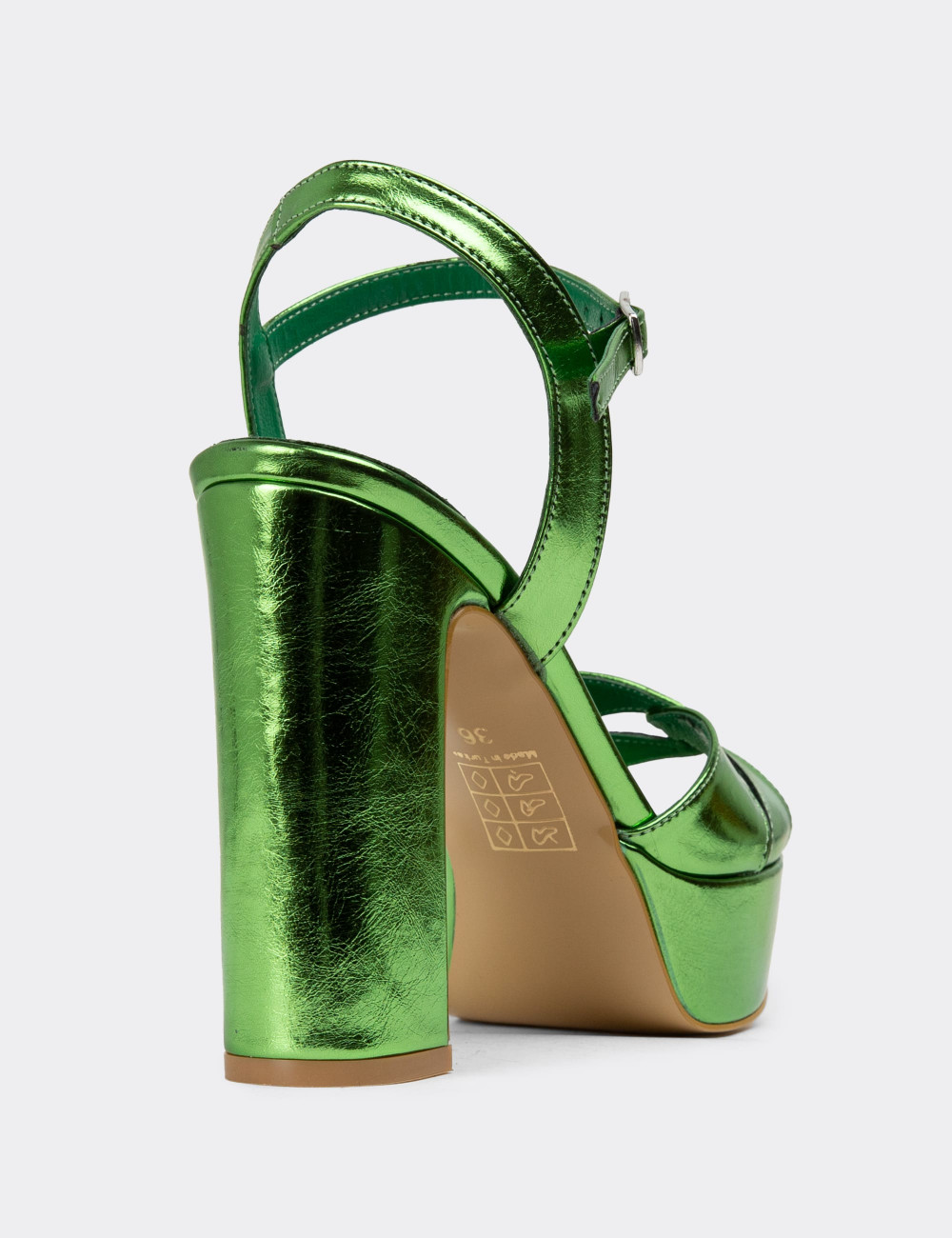 Yeşil Platform Topuklu Kadın Abiye Ayakkabı - K2030ZYSLM01