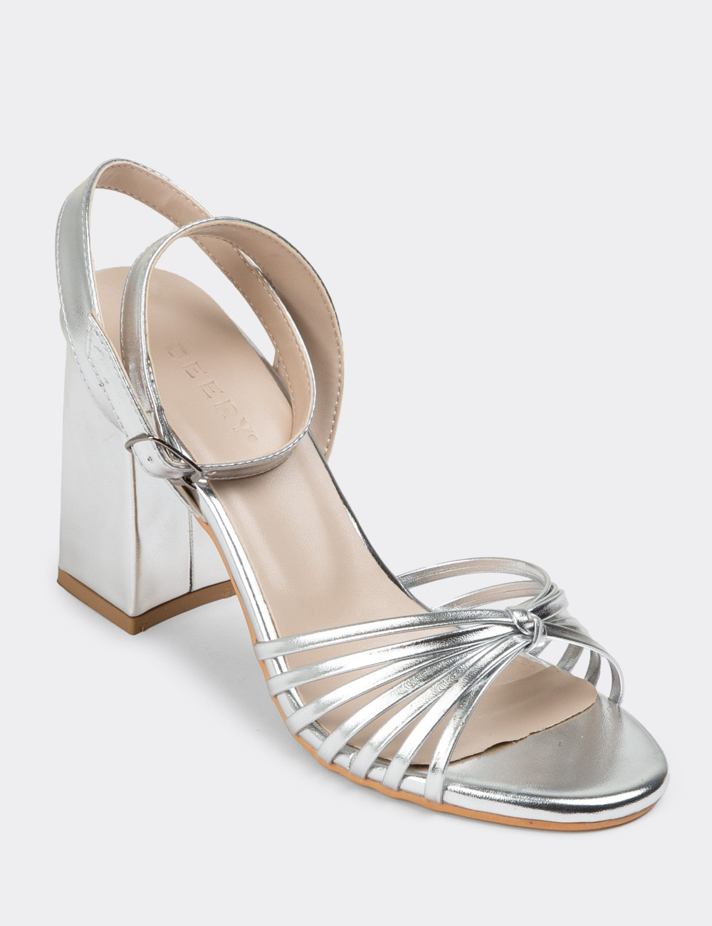 Gümüş Rengi Topuklu Kadın Abiye Ayakkabı - 53041ZGMSC01