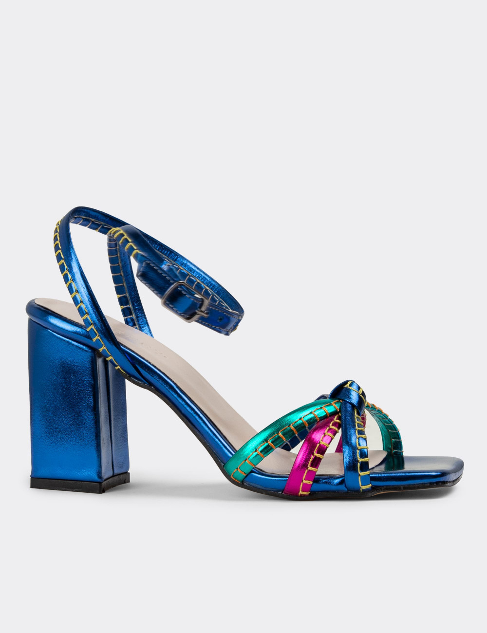 Mavi Topuklu Kadın Abiye Ayakkabı - 53004ZMVIC01