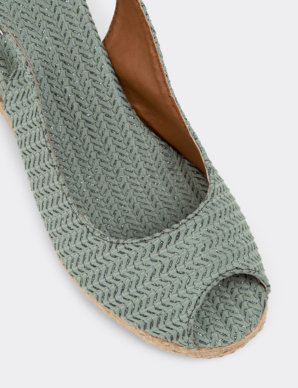 Yeşil Dolgu Topuk Hasır Desen Kadın Sandalet - K1162ZYSLC01