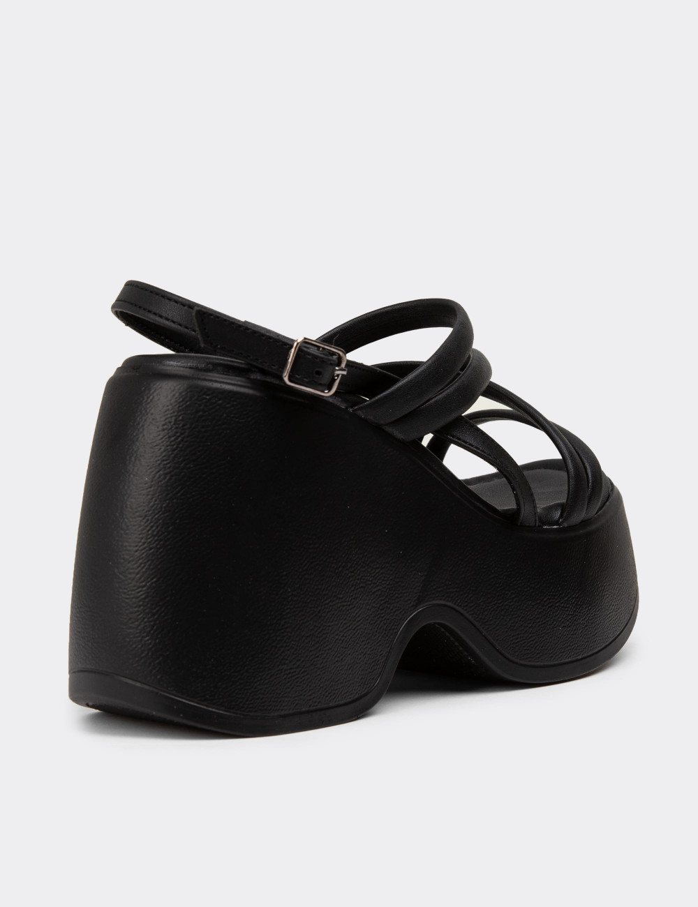 Siyah Kadın Platform Topuk Sandalet - DLG04ZSYHC01