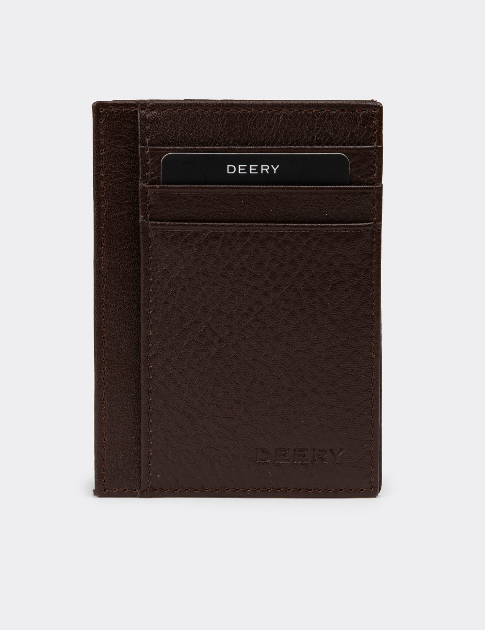 Hakiki Deri Kahverengi Dikey Özel Mekanizmalı Erkek Cüzdanı - 00589MKHVZ01