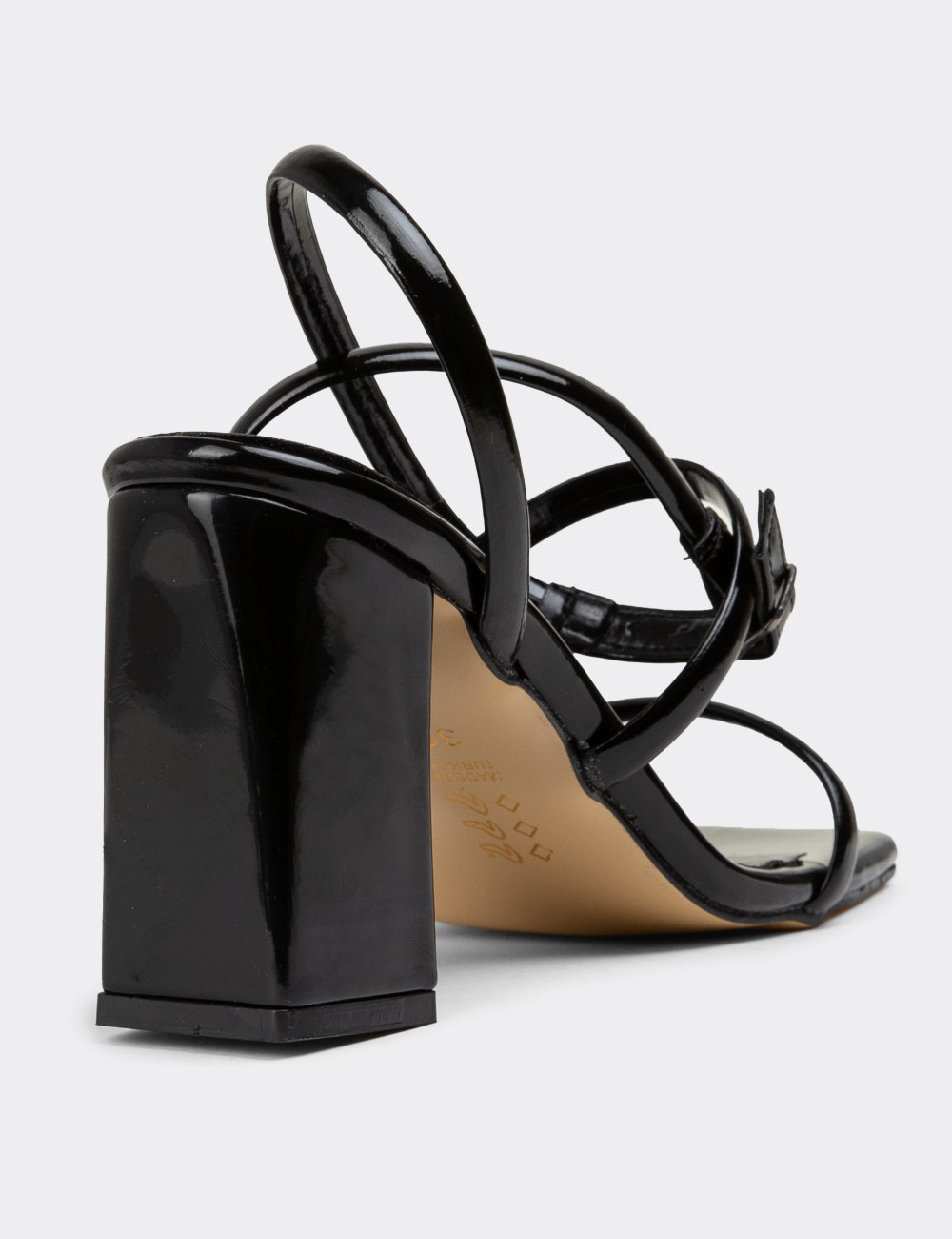 Rugan Siyah Topuklu Abiye Ayakkabı - 53015ZSYHC01