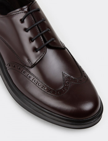 Hakiki Deri Bordo Comfort Günlük Erkek Ayakkabı - 01942MBRDP01