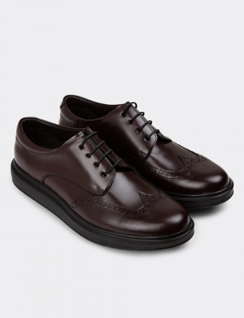 Hakiki Deri Bordo Comfort Günlük Erkek Ayakkabı - 01942MBRDP01