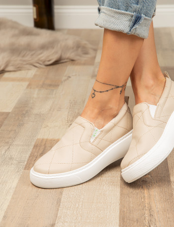 Bej Slip-on Sneaker Kadın Ayakkabı