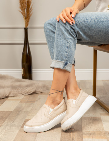 Bej Slip-on Sneaker Kadın Ayakkabı - CE490ZBEJP01