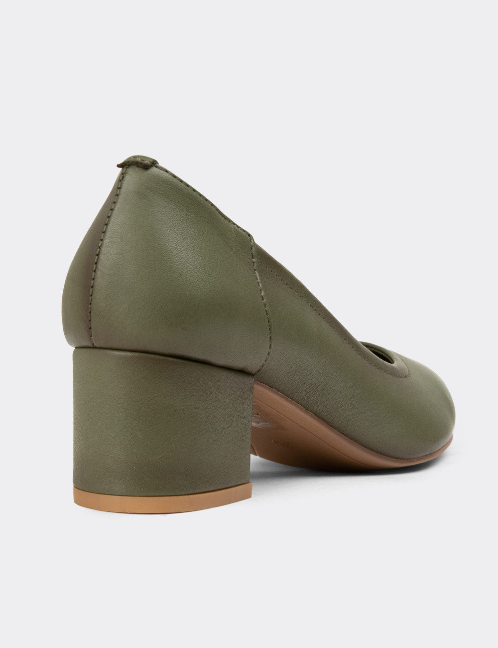Hakiki Deri Yeşil Kadın Günlük Topuklu Ayakkabı - A2618ZYSLC01