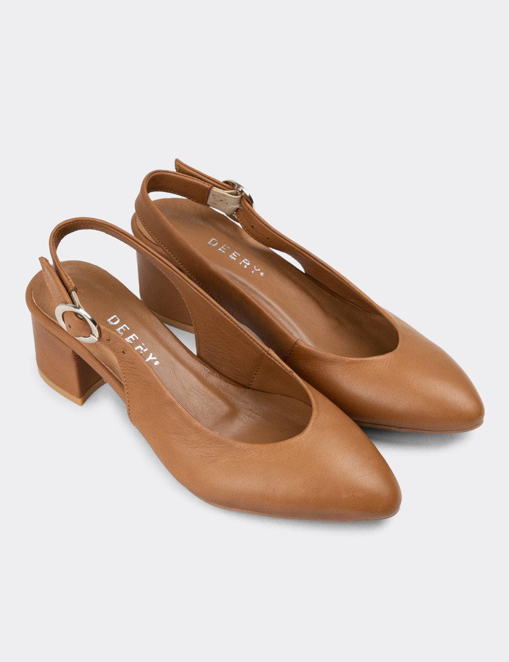 Hakiki Deri Kahverengi Kadın Günlük Topuklu Ayakkabı - A2633ZKHVC01