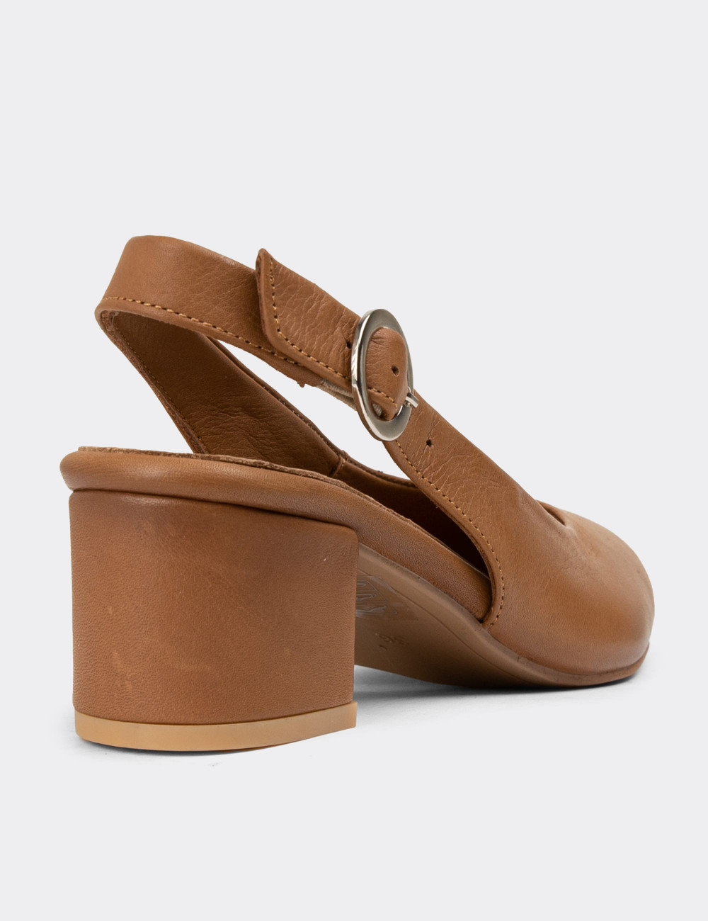 Hakiki Deri Kahverengi Kadın Günlük Topuklu Ayakkabı - A2633ZKHVC01