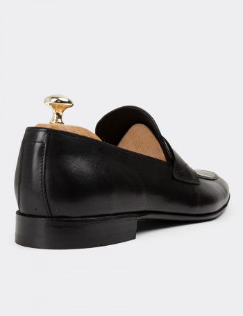 Hakiki Deri Siyah Loafer Erkek Kundura - 00638MSYHM01